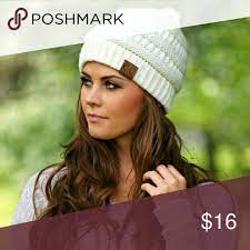 Snow White Woman S Ponytail Messy Bun Hair Beanie Stylish Beanie White Beanie Cc Beanie