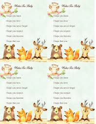 Featuring foxes, deers, bears and more, these game designs are perfect for any forest or woodland themed baby shower. Woodland Forest Animal Baby Shower Game Wishes For Baby Free Printable Forest Animal Baby Shower Animal Baby Shower Games Free Baby Shower Printables