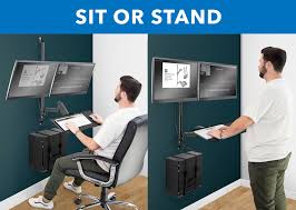 Computer desk wall mount when installed in your offices or homes offer an organized look, and help to efficiently utilize the available space. Dual Monitor Wall Mount Workstation Mi 7992 Mount It