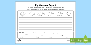 My Weather Report Worksheet Writing A Weather Report Dfe