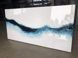 Custom Order Blue Resin Wave Painting Art Painting Marble White Resinpainting Bedroom Livingroo Wave Painting Resin Art Painting Abstract Wave Painting