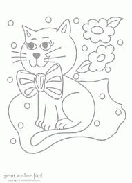 Coloring pages for kids cats coloring pages. Kitten With A Bow Print Color Fun