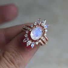 Ice Moonstone Wedding Ring Set Moonstone Diamond Ring Set Etsy Diamond Moonstone Ring Custom Wedding Rings Moonstone Engagement Ring