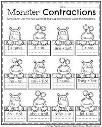 Contraction Worksheets First Grade First Grade Worksheets First Grade Phonics First Grade Writing