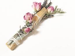 Floral Palo Santo Smudge Bundle White Sage Flower Wrapped How To Wrap Flowers Smudge Sticks Crystal Crafts