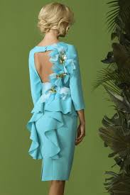 Conjunto de cocktail de carla ruiz modelo 95604. Vestido Carla Ruiz Corto Espalda Descubierta 96699