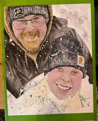 My latest portrait.￼ brother in law and his kids. (It's a bit rushed)