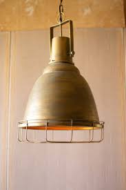Kalalou Antique Gold Pendant Light With Cage Modish Store