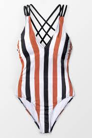 Black And White Striped Swimsuit One Piece Black White And Burnt Orange Stripe One Piece Swimsuit One Piece Tie Bikini Set