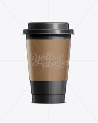 Coffee Cup With Holder Medium Black In Cup Bowl Mockups On Yellow Images Object Mockups Coffee Cups Disposable Food Containers Cup