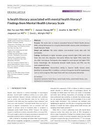 Pdf Is Health Literacy Associated With Mental Health Literacy Findings From Mental Health Literacy Scale