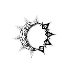 Vintage boho tattoo symbol, vector clip art illustration. Half Sun Half Moon Drawing Easy Novocom Top