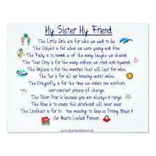 My Sister My Friend Poem With Graphics Invitation Zazzle Com Friend Poems Best Friend Poems Prayers For My Sister