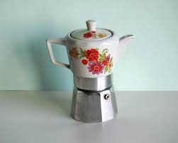 Vintage Porcelain Moka Pot Coffee Maker For Stove Top Orange Etsy Moka Pot Coffee Coffee Maker Vintage Porcelain