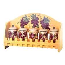 Amazon Com Tuscany Grape Wooden Spice Rack With Jars Kitchen Dining Grape Decor Grape Kitchen Decor Tuscan Kitchen