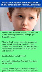 Little Boy Got Creeped Out When The Man Sitting Next To Him Asked Him A Weird Question But His Comeback Is Fun Quotes Funny Creeped Out This Or That Questions