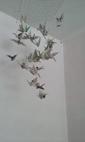 Newspaper Origami Crane Hanging Decoration Origami Crane Origami Hanging Decor