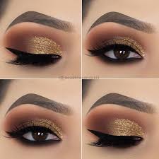 eyes makeup gold shimmer smokey eye