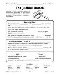 Range of topics and terms addressed in reading and worksheets, including district or appellate courts, court of appeals, and jury vs. Judicial Branch Lesson Plans Worksheets Reviewed By Teachers