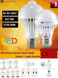visit to buy led bulb motion sensor lamp 110v 220v e27 led light 9w sound light auto smart led infrared body lam motion sensor lights motion sensor led bulb