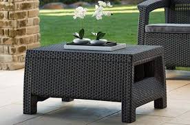 10 Keter Corfu Outdoor Modern Wicker Coffee Table For Patio Garden Backyard Wicker Coffee Table Backyard Furniture Outdoor Wicker