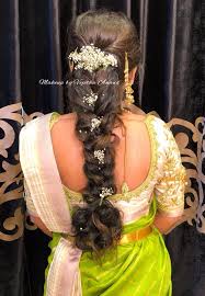 South indian bridal hairstyles for engagement. Spring Is In The Hair Easy Yet Beautiful Bridal Braid Hairstyle By Vejetha For Swank Braided Hairstyles For Wedding Indian Bridal Hairstyles Long Hair Styles
