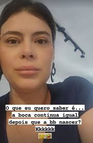 Michelle Loreto brinca com inchaço na boca na reta final da gravidez:  Continua igual depois que a bebê nascer?