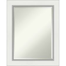 Exceptionally versatile and thoughtfully designed, our grey and silver mirror frames easily become the centerpiece of a room. 23 X 29 Eva White Silver Framed Bathroom Vanity Wall Mirror Amanti Art Target