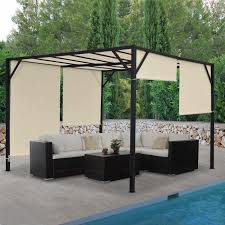 Weitere ideen zu garten, pavilion garten, gartengestaltung. Pergola Baia Garten Pavillon Terrassenuberdachung Stabiles 6cm Stahl Gestell Schiebedach 4x3m