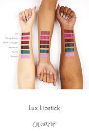 Hello Stranger Satin Deepened Burgundy Lux Lipstick Arm Swatches Colourpop Lipstick Swatches Makeup Swatches