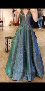 Jvn65851 Dress Metallic Glitter Blue And Green Prom Gown Metallic Prom Dresses Prom Dresses Blue Glitter Prom Dresses