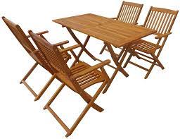 Flash furniture nantucket 6 piece black patio garden set with umbrella table and set of 4 folding chairs. Fesjoy Wooden Garden Furniture Set Table Chairs Set Dining Table And Chairs Set 4 Seater Folding Outdoor Furniture 4 Chairs With A Table 120 X 70 X 74 Cm Ideal For Outdoor