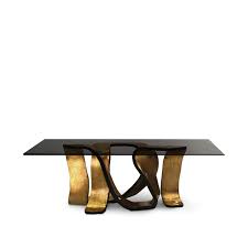 Hidden inside shadow of magnificent love seats, sofas and chairs, the indegent old coffee. Original Design Dining Table Ribbon Koket Love Happens Wood With Gold Leaf Finish Tempered Glass Rectangular