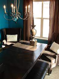 And i seriously heart the shape of that mirror. Peacock Blue Dining Eclectic Dining Room Denver By Studio C Interior Design Houzz