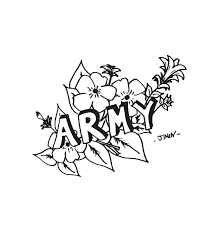 The center features both logos for bts and army in just their outline forms left open for you to create your own galaxy <3. Flowarmy On Twitter P 3 Do You Remember Jimin S Drawing In Bts 3rd Muster Coloring Book Of All The Things He Chose To Draw Flowers And Wrote Army Right In The Middle