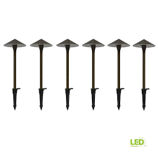 Home Decorators Collection Low Voltage 3 Watt Brass Outdoor Integrated Led Landscape Path Light 6 Pack Ecp08 Led The Home Depot Landscape Lighting Design Path Lights Landscape Lighting