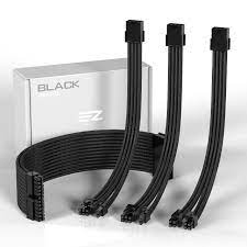 Amazon.com: EZDIY-FAB PSU Cable Extension Sleeved Custom Mod GPU PC Power  Supply Soft Nylon Braided with Comb Kit 24PIN/8PIN to 6+2Pin/ 8PIN to  4+4PIN-30CM 300MM - Black : Electronics