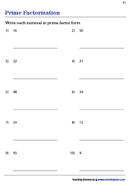 Prime Factorization Worksheets In 2020 Prime Factorization Worksheet Prime Factorization Pre Algebra Worksheets