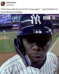 From the bench in Game 1 ➡️ to the hero of Game 2. Jazz Chisholm made the  play to save the Yankees' season, then beat the throw home for the  game-winning run