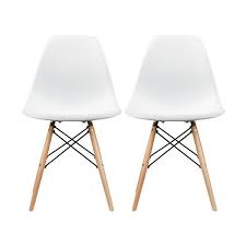 Canopy Co 2xhome Set Of Two 2 White Eames Style Side Chair Natural Wood Legs Eiffel Dining Room Chair Lounge Chair No Arm Arms Armless Less Chairs Seat Wire