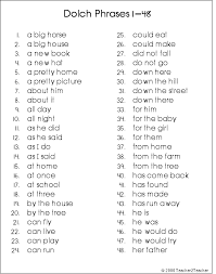 Dolch Phrases Dolch Words Teaching Sight Words Phonics Words