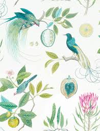 Sanderson Birds Of Paradise Wallpaper Paradesia By Sanderson Botanical Green Fabric Wallpaper Direct Wallpaper Green Fabric Wallpaper Direct