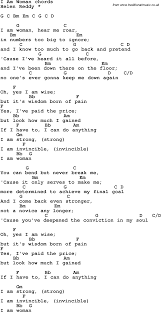 I Am Woman Lyrics And Chords Country Music Lyrics Guitar Chords For Songs