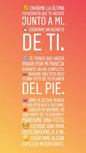 Consiste en plantear el juego en un repite, saca una foto y esta vez escribe el nombre de una serie, película o canción. Juegos Hot Preguntas Incomodas Juegos Hot Retos Para Whatsapp Estados Juegos Para Estados De Whatsapp Estados Para Whatsapp Juegos Para Whatsapp Retos Juegos Para Whatsapp Preguntas Incomodas El Nuevo Juego