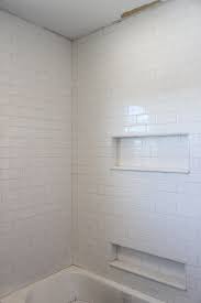 High And Low Shower Niche White Subway Tile Bathroom White Subway Tile Shower Subway Tile Showers