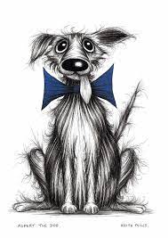 Draw a light horizontal guideline across. Rupert The Dog By Keith Mills Dog Greeting Cards Original Ink Drawing Original Ink