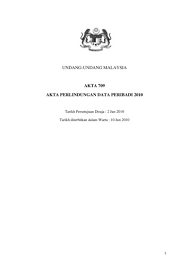 Akta perlindungan data peribadi 2010; Akta 709 Akta Perlindungan Data Peribadi 2010 Free Download Pdf
