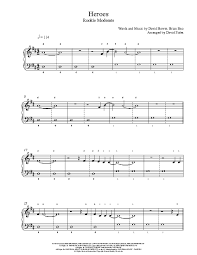Heroes By David Bowie Piano Sheet Music Rookie Level Sheet Music Piano Sheet Music Piano Sheet