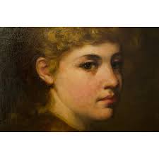 1880's Portrait of a Girl Framed Signed by Artist Florence Dow Original Oil  Painting