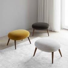 Swoon Ottoman Oak Cobblestone Fabric Great Dane